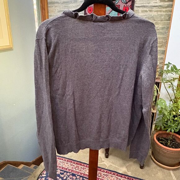 Women's Kenneth Cole Reaction Slate Grey Ruffled Cardigan size XL - Picture 4 of 6